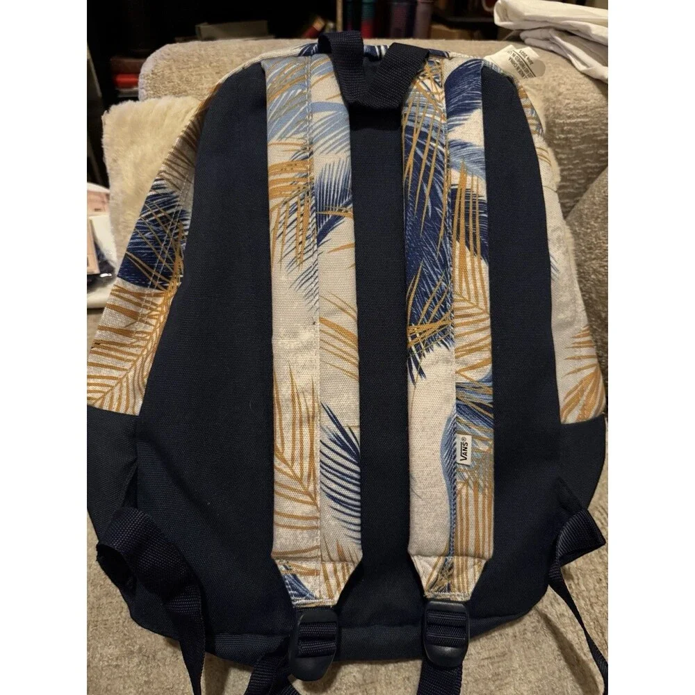 EUC Vans Old Skool II Backpack In White Acid Palm Colorway Blue Tropical Palm